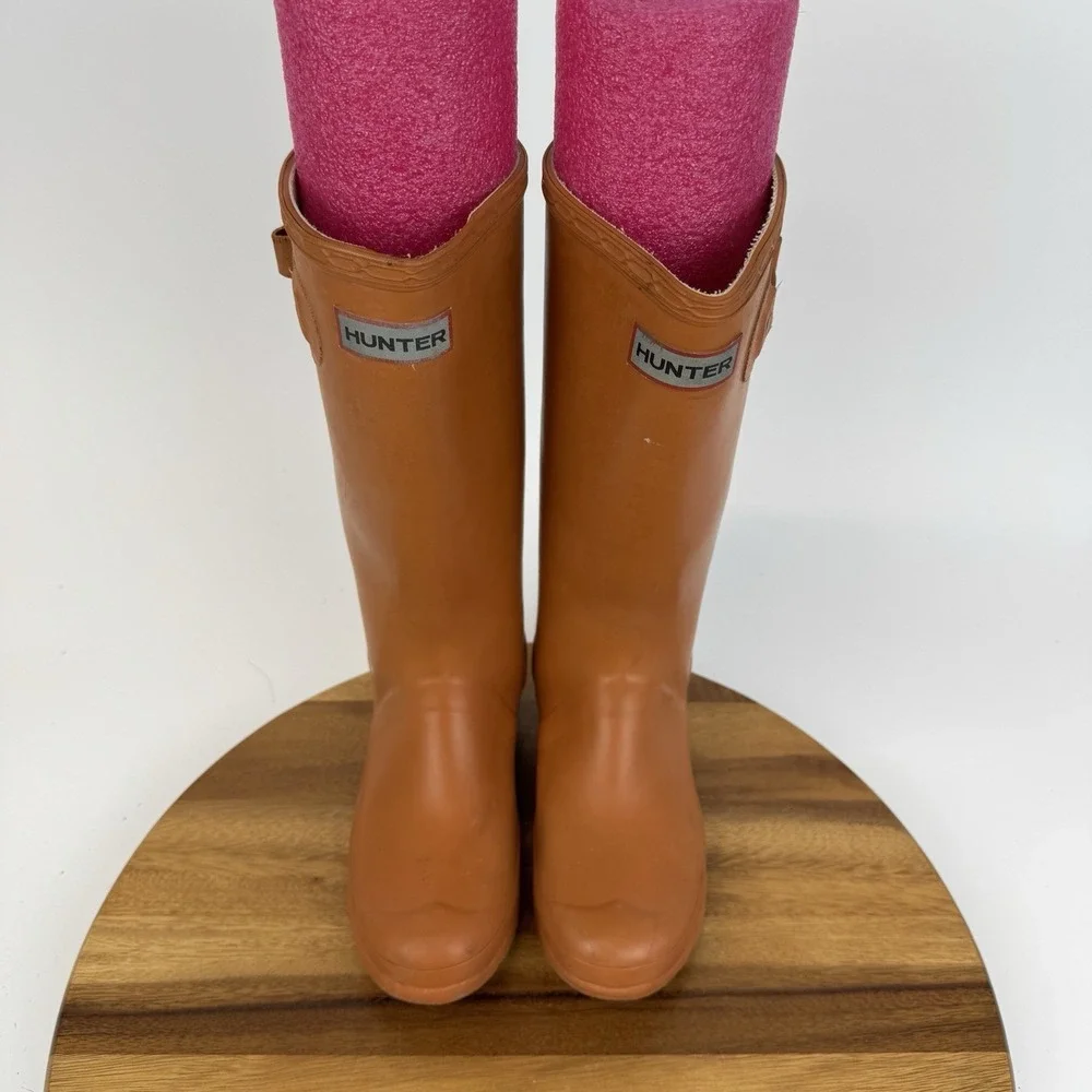 Big Kids Hunter Original Tall Orange Waterproof‎ Pull On Rain Boots Size 4 Y GUC
